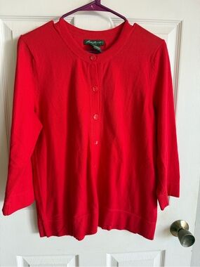 Eddie Bauer Bright Red Button-Up Women's Cardigan M